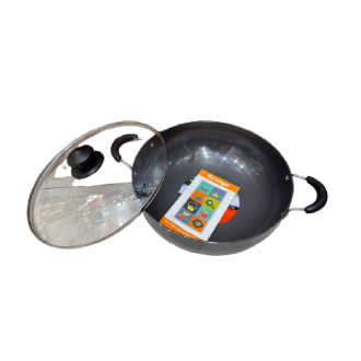 Orange Hard Anodized Deep Kadai No15 4.5L with Glass Lid OHAC107
