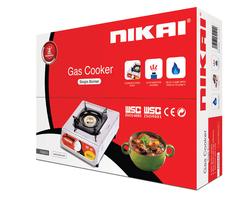 Nikai Gas Cooker 1 Burner Stainless Steel Blue Flame with High Efficiency Stainless Steel Body Full Safety Features NG843 - Image 2
