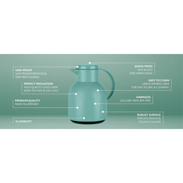 Tefal Samba Jug 1 Liter Green Isothermal Jug Translucent Vacuum Flask Plastic-Polypropylenex (PP) Glass Liner F4010210 - Image 13