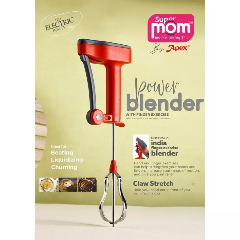 Supermom Power Blender Manual with Stainless Steel Whisk and Plastic Handle 572181 - Image 2
