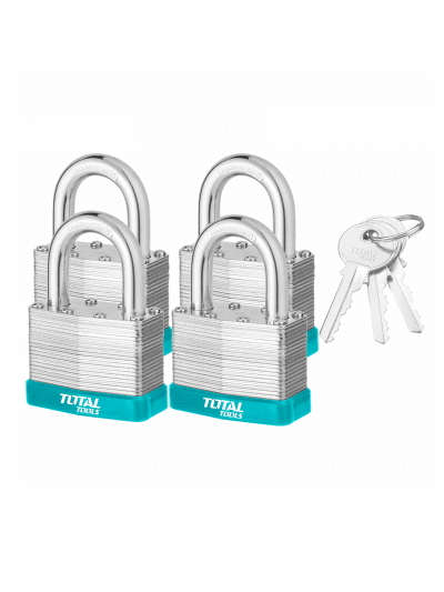 Total Laminated Key Alike Padlock 40mm with 4 Iron keys, Solid Brass Cylinder with Bolts 4pcs Set TLPK364004