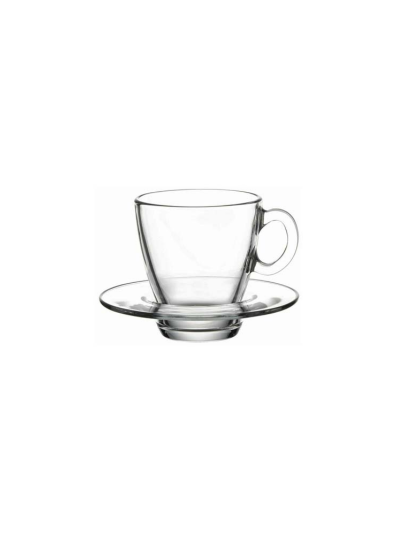 Pasabahce Aqua Cup Saucer 215ml 6pcs Round Shape and Dishwasher Safe 95040