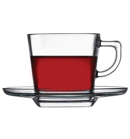 Pasabahce Carre Cup Saucer 215ml 6pcs Round Shape and Dishwasher Safe 95307 - Image 2