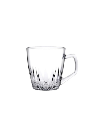 Pasabahce Safir Mugs 250ml 6pcs Crystal Look, Refined Design, Dishwasher Safe 55713