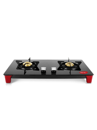 Pigeon Gas Cooker 2 Burner Glass Top SS Body Black Infinity