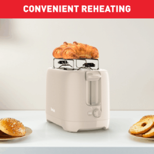 Tefal Morning 2 Slot Toaster 850W with Bun Warmer 7 Browning Levels Stop Function Plastic Body TT2M1B27 - Image 9
