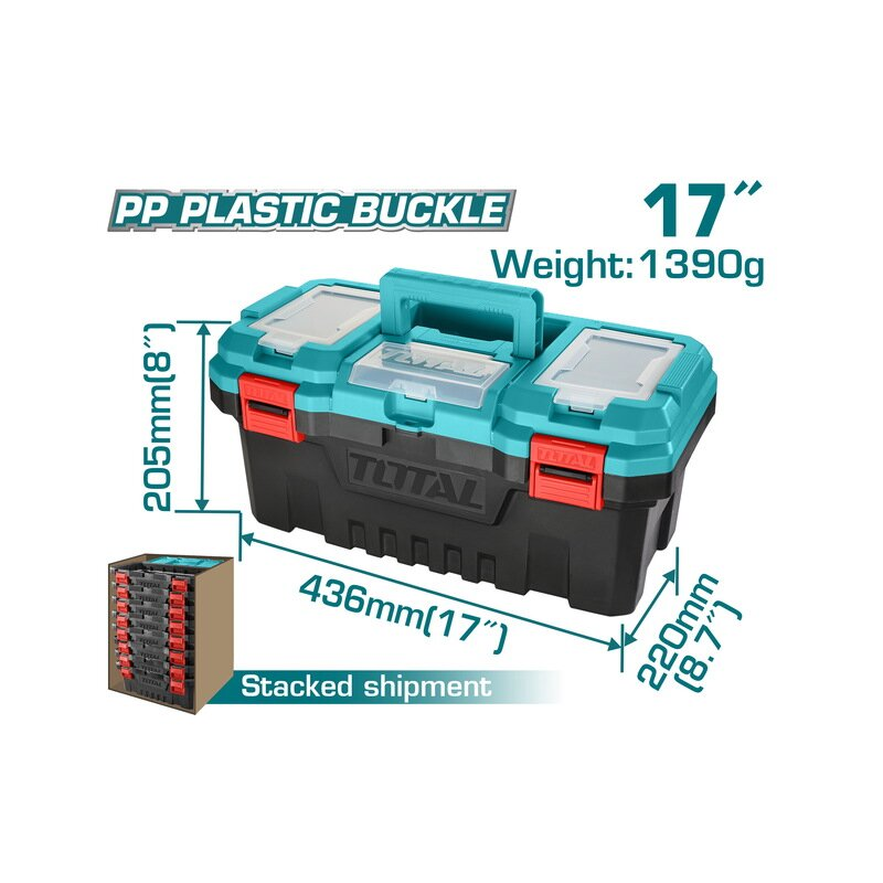 Total Tool Box 17" PP Plastic Buckle Empty TPBX0171 - Image 3