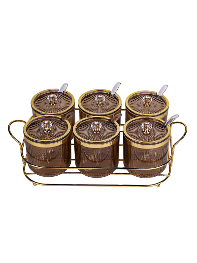 Nadstar Seasoning Pots 6pcs Set Condiment Pots Food Container with Lids and Spoons ST0606-1/2