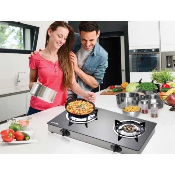 Nikai Gas Cooker Glass Top 2 Burner Auto Inginination Blue Flame with High Efficiency NG5092G - Image 2