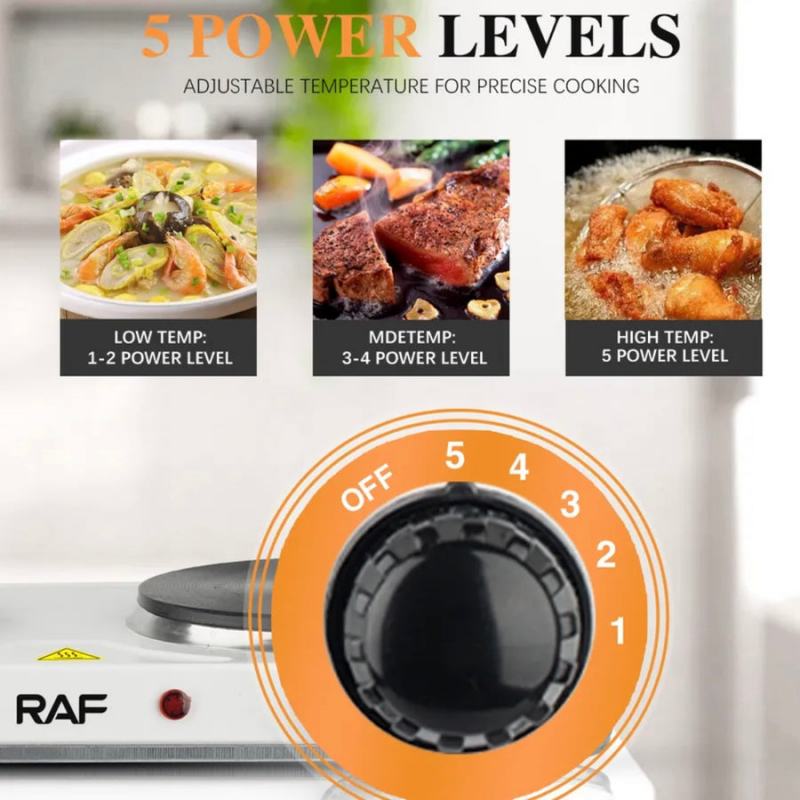 RAF Hotplate 1000W Double, Uniform Heat, Simple Operation R.8020 A - Image 5