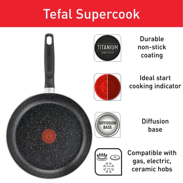 Tefal Dark Stone Cookware Set 11PCS Non Stick Thermo Signal 100% Safe Stewpots 22/24 CM + Lids Saucepan 18 CM Frypan 28 CM Wokpan 28 CM Spoon Ladle B491SB85 - Image 3