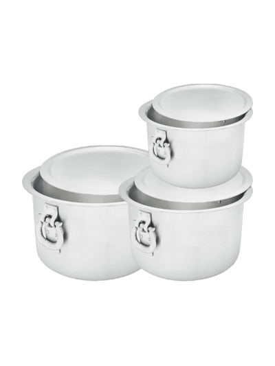 Nadstar Aluminium Sufuria 3pcs with Lid & Handle 230L 275L 325L Cookware Set Tope Cooking Pot for Commercial Use - Gauge 6 & 5 Kitchen Heavy Duty Tapela