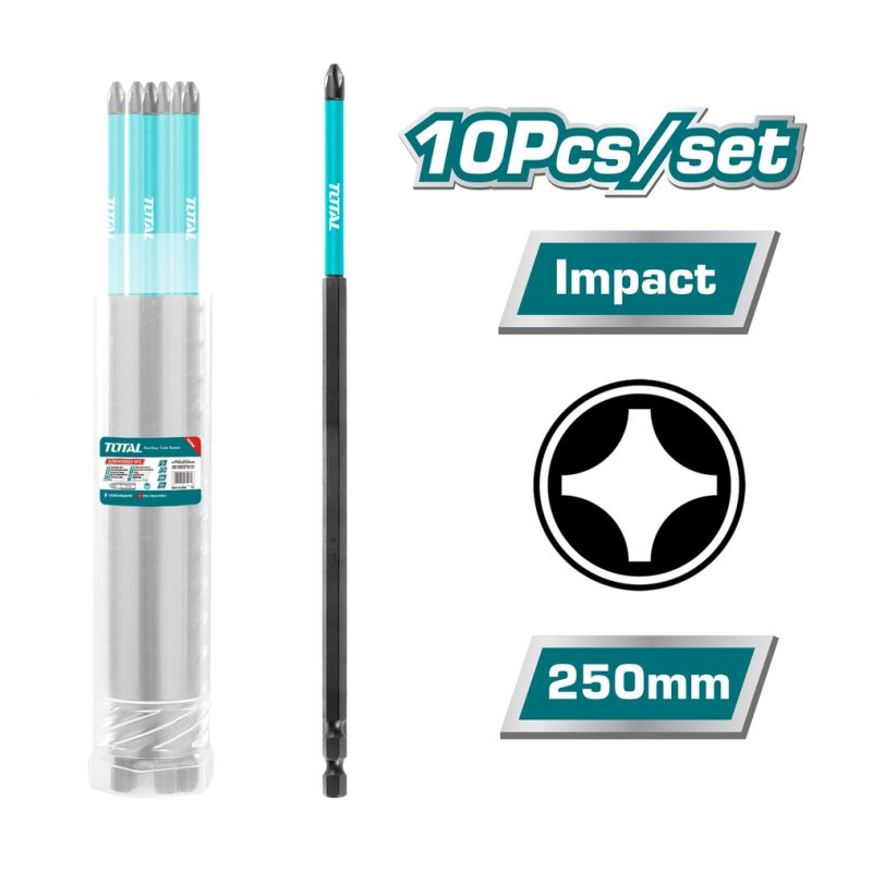 Total Screw Driver Bit Impact 250mm 10pcs Set TACIM16PH2103 - Image 2