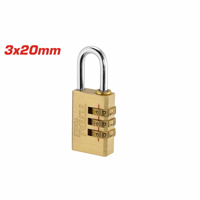Total Brass 3 Digit Combination Padlock 3 x 20mm, Password Combination Can Be Customized TBCK37203 - Image 2