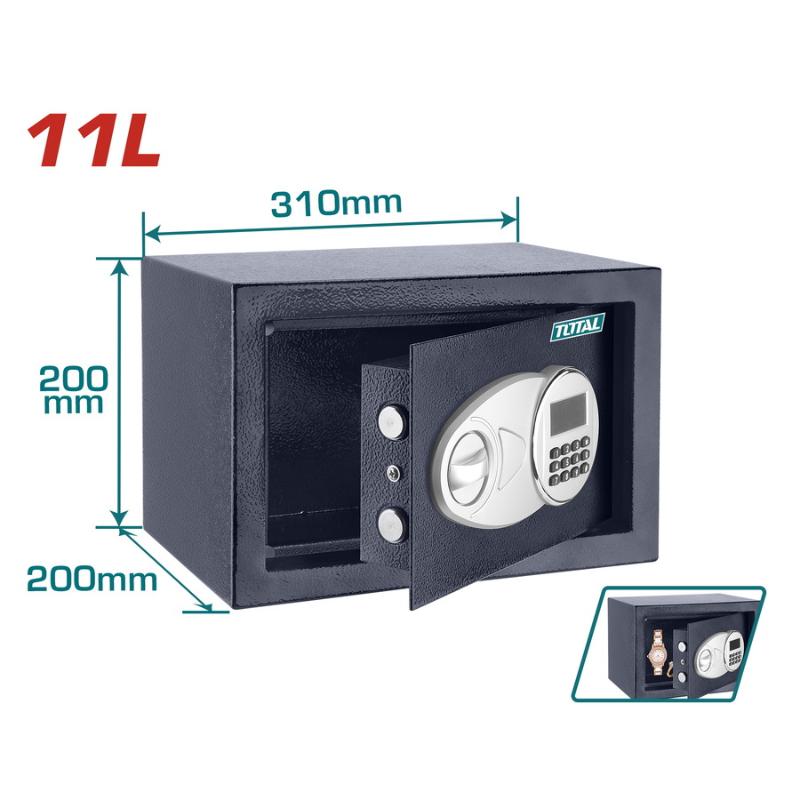 Total Electronic Safe Box, 3 to 8 Digit Code Freely 20 x 31 x 20cm 11L TESF2001 - Image 2