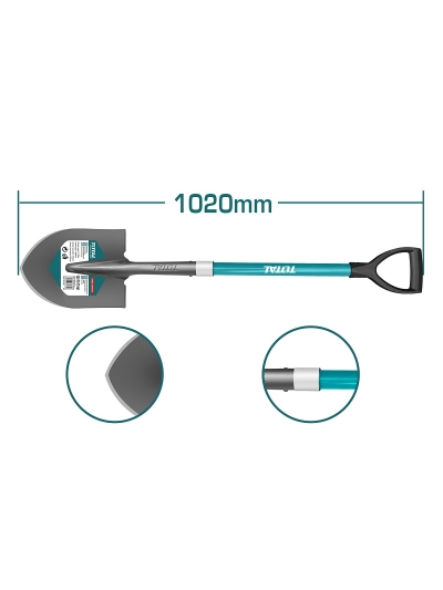 Total Garden Steel Shovel with Fiberglass Handle THTH12102