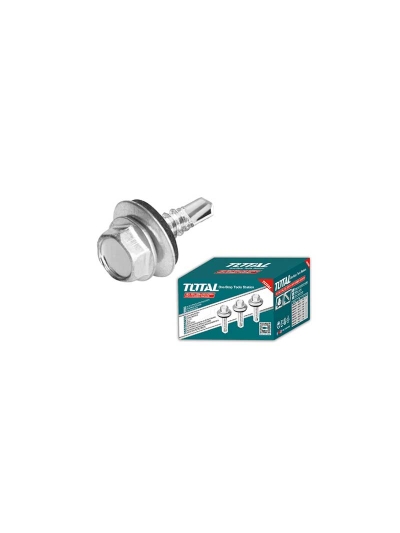 Total Self Drilling Hex Screw with Rubber Washer, Zinc Plated 14x3/4" (6.3x19mm) 400pcs THWHD14341