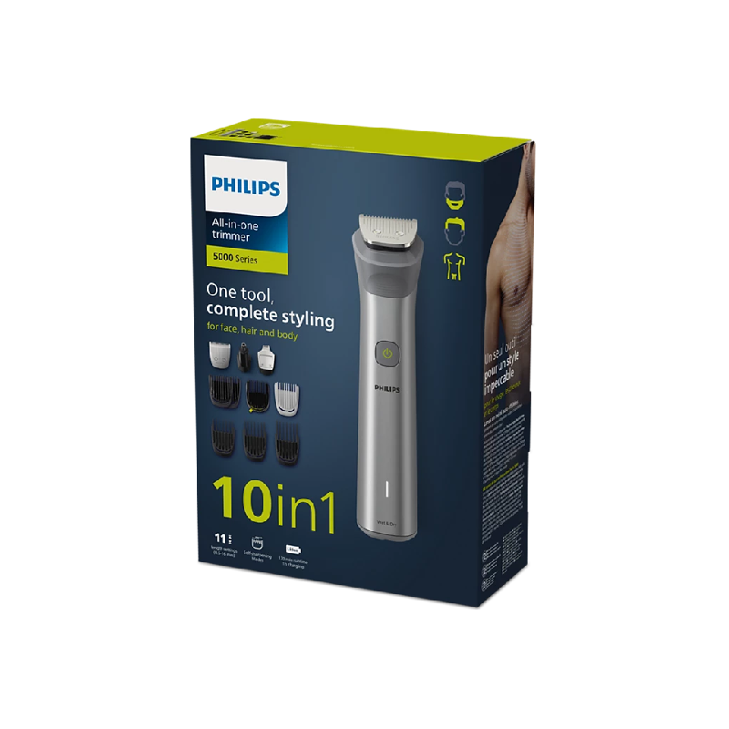 Philips All-in-One Cordless Trimmer with 10in1 Multi groom Kit, 120min Runtime, BeardSense Technology, Self-sharpening Steel Blades MG5920 - Image 4