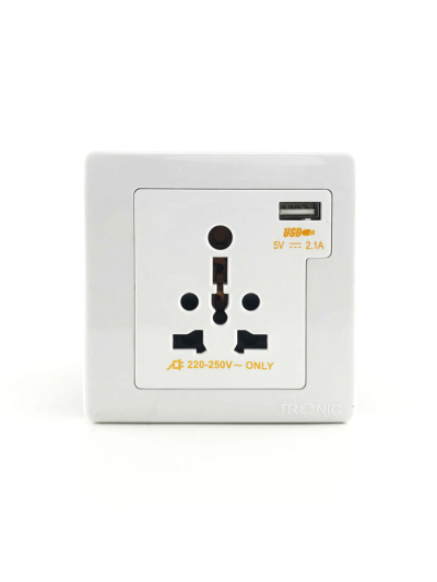 Tronic Single Universal Switch Socket With USB
