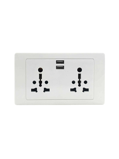 Tronic Twin Universal Socket with 2 USB