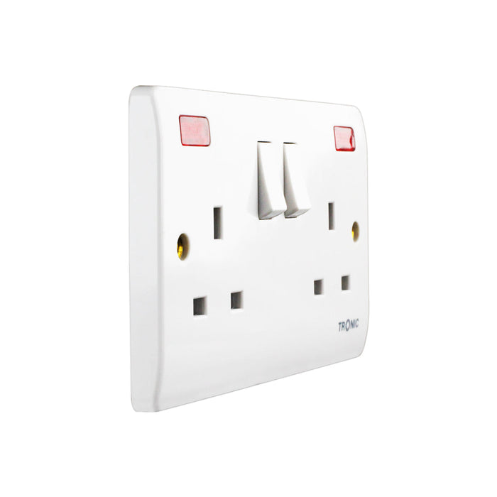 Tronic Twin Switch Socket with Neon Standard - Image 2