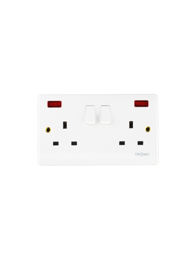 Tronic Twin Switch Socket with Neon Standard