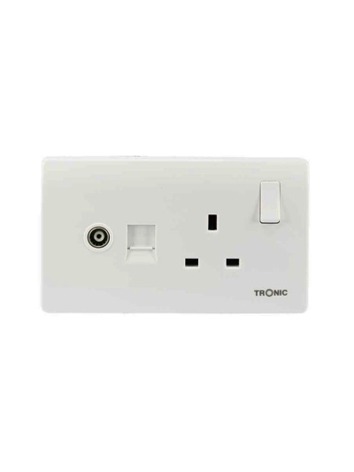 Tronic Single Switch Socket with 1 Gang TV Socket and 1 Data Socket