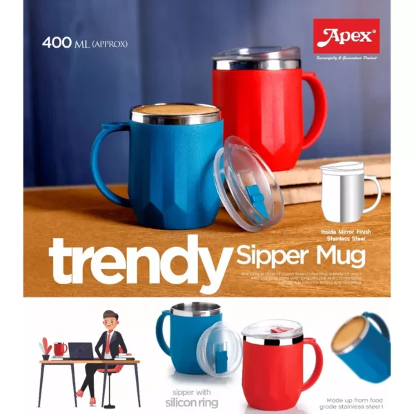 Apex Trendy Sipper Mug 400ml Spill and Leak Proof Unbreakable 450162 - Image 3