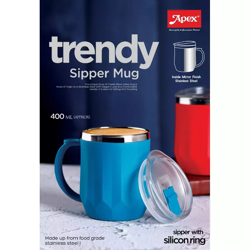 Apex Trendy Sipper Mug 400ml Spill and Leak Proof Unbreakable 450162 - Image 2