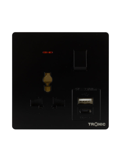 Tronic Universal Single Switch Socket with USB + Type C