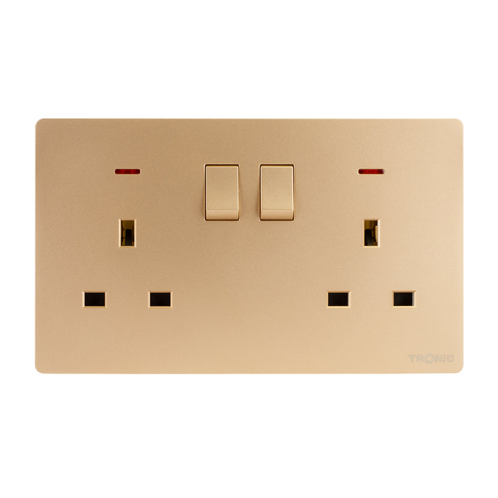 Tronic Twin Switch Socket with Neon - Image 2