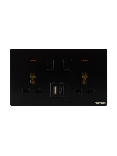 Tronic Universal Switch Socket Twin with USB + Type C