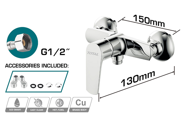 Total Shower Mixer 150 x 130mm TSLBM41201 - Image 2