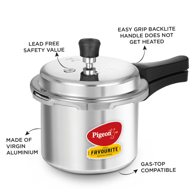Pigeon Pressure Cooker 3L Deluxe Aluminium Outer Lid Gas Stove Compatible Ergonomically Designed Handle PP3 - Image 8