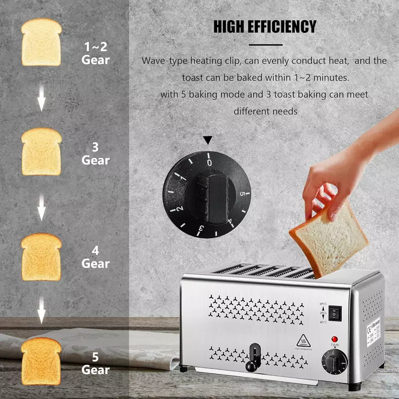Commercial Bread Toaster 6 Slice 110-240V - Image 8