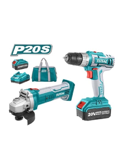 Total Drill Machine & Angle Grinder Cordless Li-Ion 2pc Combo TCKLI2009