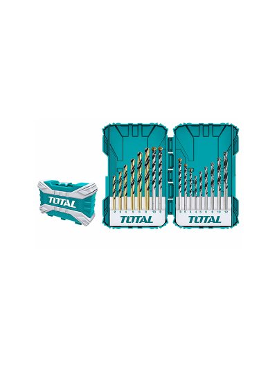 Total Drill Bit Set for Metal Concrete and Wood 16pcs TACSDL11601
