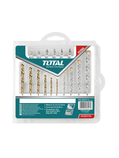 Total Drill Bits & Screwdriver Bits Set Pack of 19 TACSDB1901