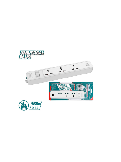 Total Extension Cable 3 Way Socket THES13041VSB