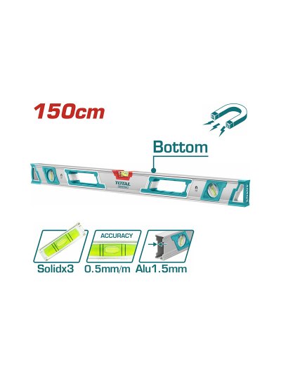 Total Spirit Level with Powerful Magnets 150cm TMT215086M