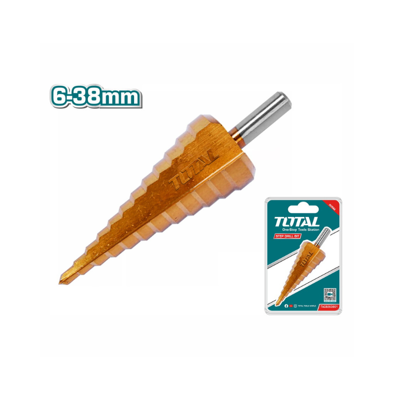 Total Drill Bit Step Drill Bit Wood, Metal, Plastic and Many Other Materials 6-38mm TAC8263801 - Image 2