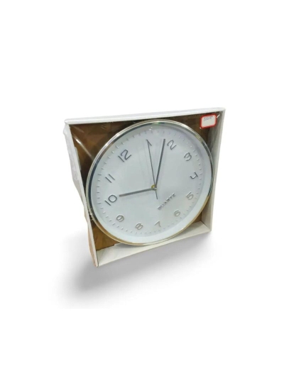 Generic High Quality Fashionable/Elegant Classy Design Medium Size Battery Operated Round Shaped Analog Silent Quartz Wall Clock Silver/White N78622