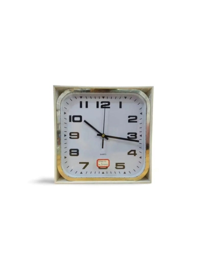 Generic High Quality Fashionable/Elegant Design Medium Size Battery Operated Square Shaped Analog Silent Quartz Wall Clock Silver Outer Rim