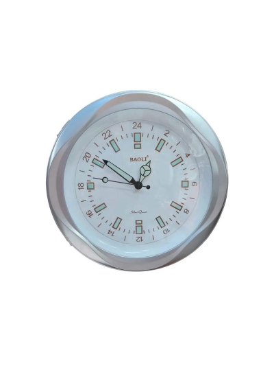 Generic High Quality, Elegant Design Medium Size Battery Operated Luminous Glow In The Dark Round Shaped Analog Silent Quartz Wall Clock White/Silver Border