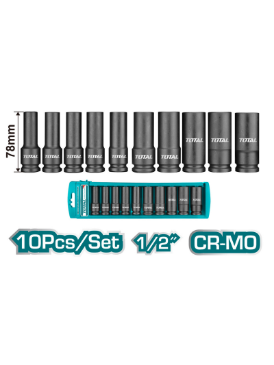 Total Deep Impact Spanner Socket Set 10pcs ½” THKISD12102L