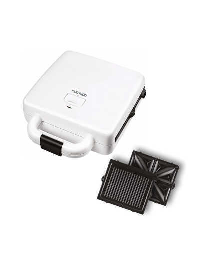 Kenwood Sandwich Maker 1300W 4 Slots 2-in-1 Sandwich Maker & Grill (180° Open Flat for Using as a Griddle) with 2 Sets of Non Stick Multifunctional Plates for Grilling and Toasted Sandwiches SMP94.A0WH