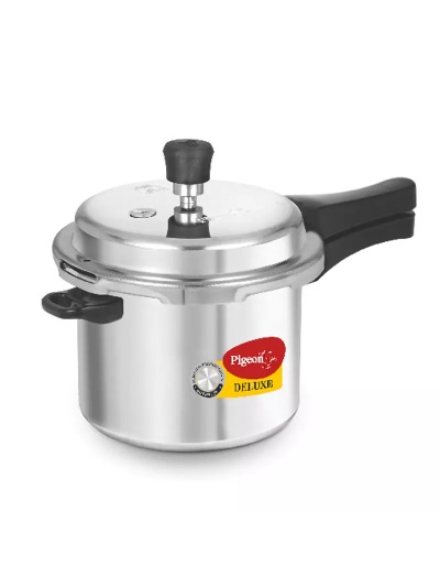 Pigeon Pressure Cooker 3L Deluxe Aluminium Outer Lid Gas Stove Compatible Ergonomically Designed Handle PP3