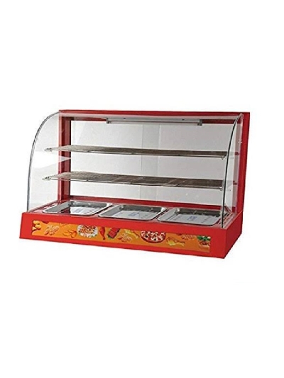 Generic Commercial Food Display Warmer Curved Glass 3 Plate