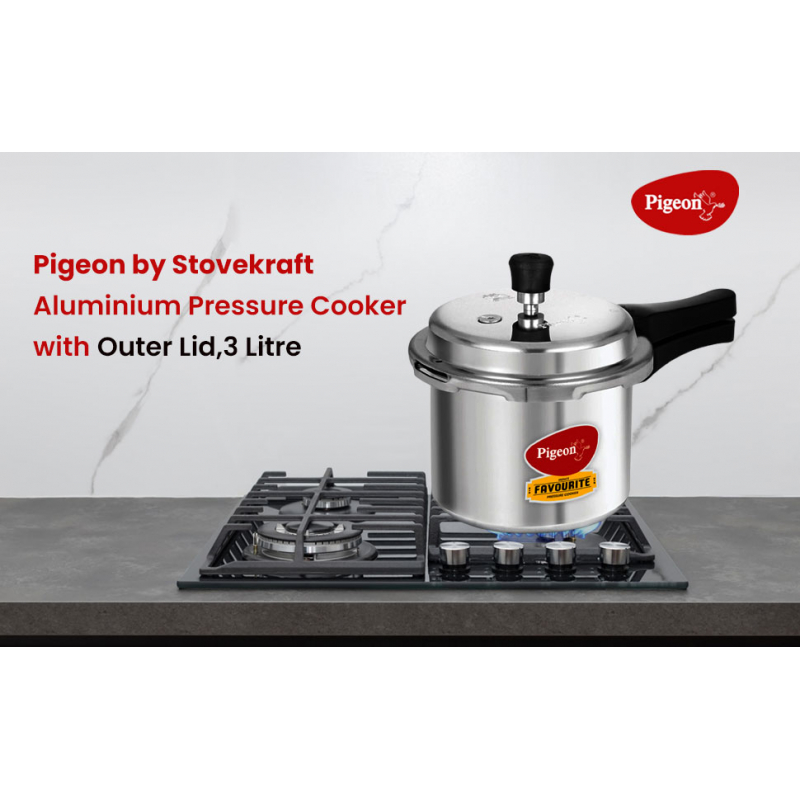 Pigeon Pressure Cooker 3L Deluxe Aluminium Outer Lid Gas Stove Compatible Ergonomically Designed Handle PP3 - Image 12