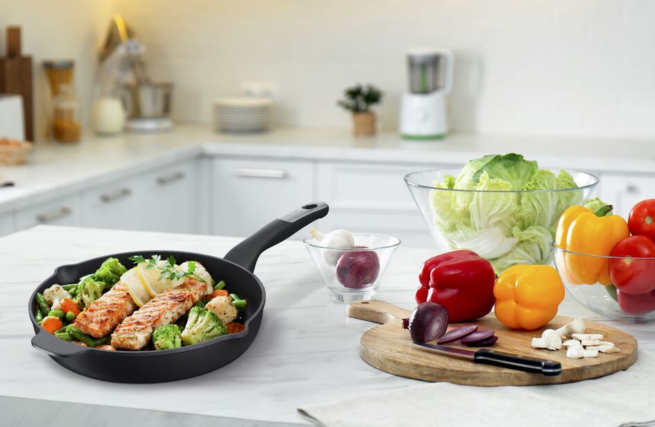 Tefal Unlimited Grill Pan 26x26CM Titanium Non Stick Anti Scratch Safe Non Stick G6 Unlimited Round Grillpan With Pouring Edge Frying Pan Black Cast Aluminum E2294074 - Image 12